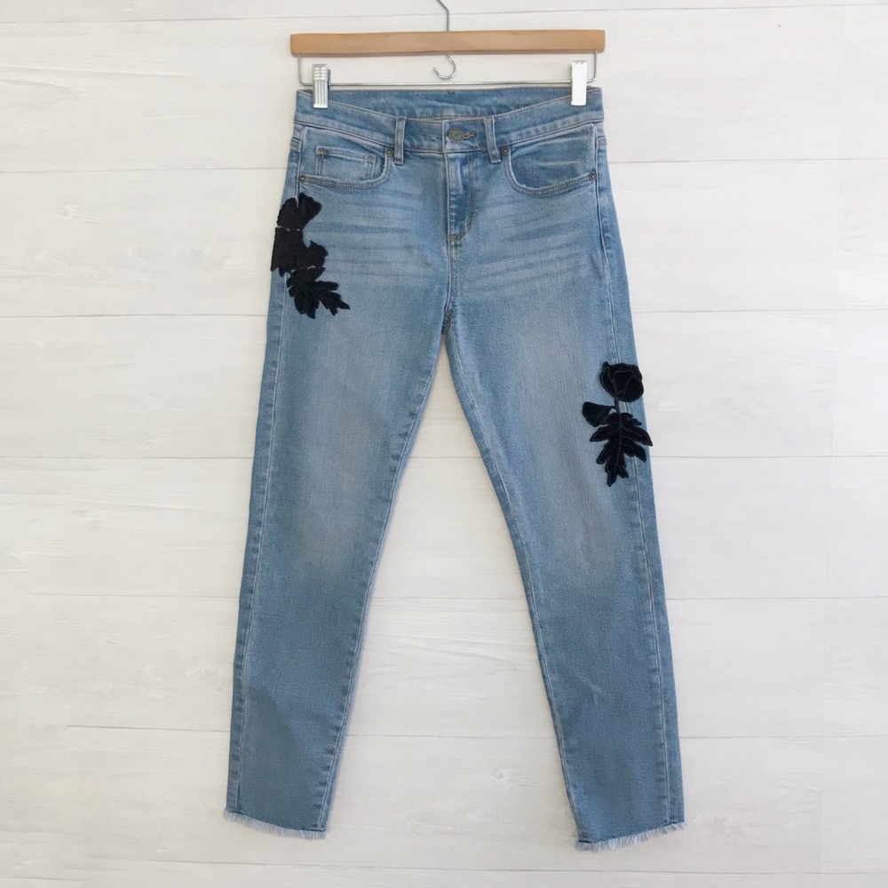 {LOFT} Embellished Modern Skinny crop jeans, 0/25